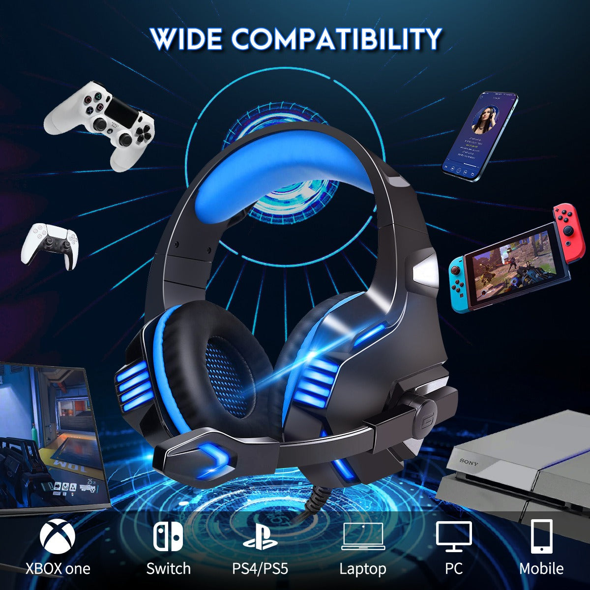 RGB Wired Gaming Headset with Microphone